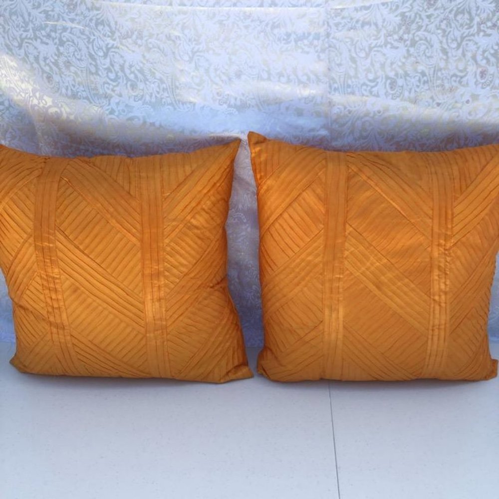 Set of 2 Textured Orange Accent Pillows